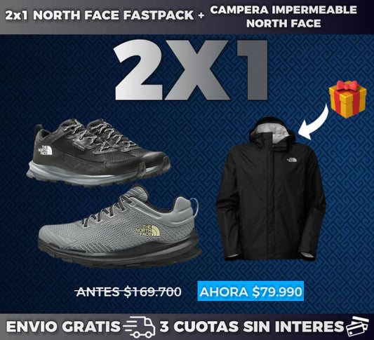 2x1 ZAPATILLAS NORTH FACE FASTPACK + CAMPERA IMPERMEABLE DE REGALO!